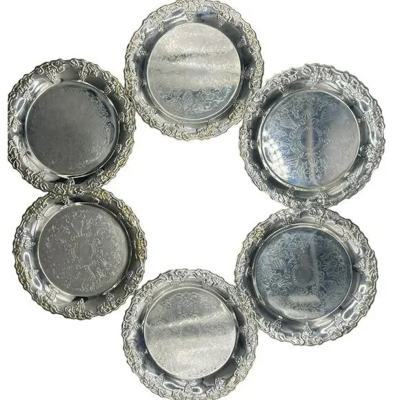Vintage Crea Design Milano Silver Plated Set of 6 Coasters 3 3/4” - Picture 5 of 6